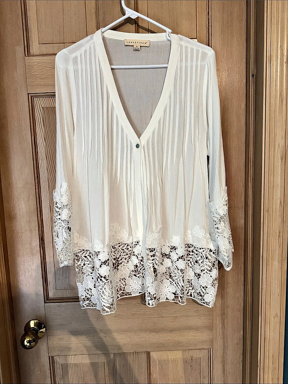 Lovestitch Vintage Romance Lace Button Up Shirt White Blouse